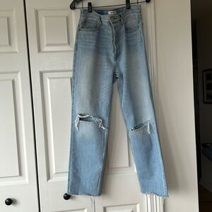 RE/DONE 70s stove pipe distressed straight ankles jeans in like new condition